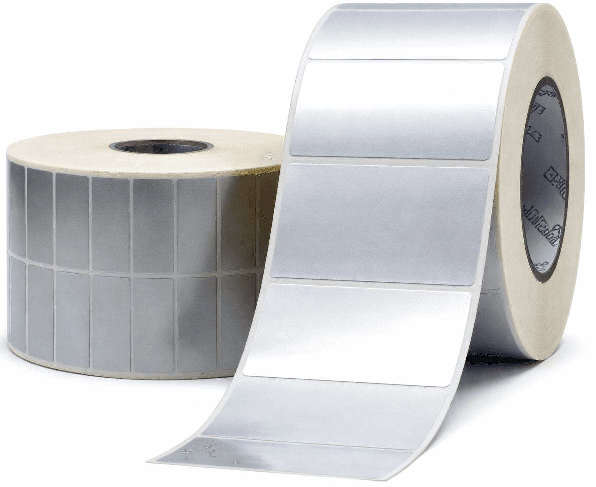 Silver metallic label rolls